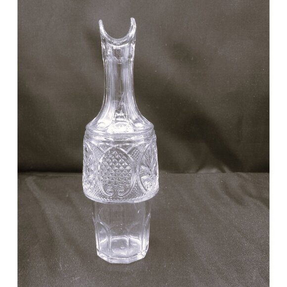 Antique Victorian Glass Cruet Ornate Pressed Pattern For Condiments Or Oil repla - Picture 5 of 5